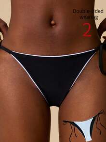 Swim Chiccia Women's Vacation Beach Tie-Side Swimsuit Bottom - Black and White - View 1