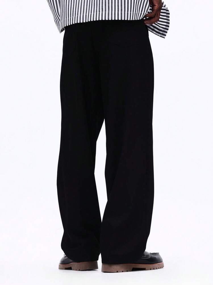 Straight Fit Pleated Dress Pants With Clean Waist