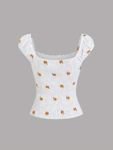 Sweetra Áo kiểu mùa hè dành cho nữ, thêu hoa cúc theo phong cách Boho, phối ren. - trắng - Xem 2