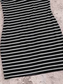 Firerie Kids Firerie Kids 少女黑白休闲个性化撞色领罗纹针织纽扣修身连衣裙，夏季连衣裙，蝴蝶刺绣 - 黑與白 - 查看 6