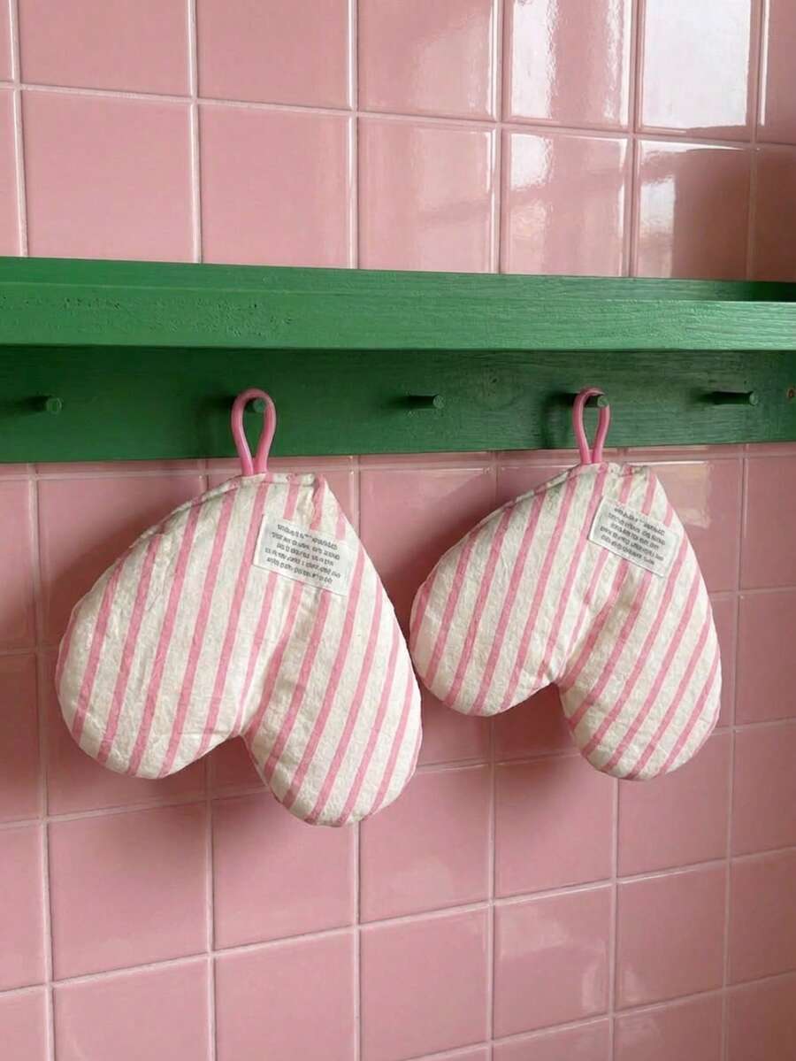 Joivida 1PC Heart Shape Thick Hanging Absorbent Towel Pot Handle Hot Pad Heat Insulating Placemat Coaster Kitchen Gift
