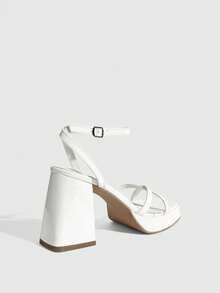CUCCOO SZL Giày sandal cao gót quai mảnh thời trang cho nữ, giày cao gót dự lễ tốt nghiệp, giày cao gót dự tiệc cho kỳ nghỉ hè, giày công sở thanh lịch, giày mùa xuân, giày lễ Phục sinh và Giáng sinh. - Màu trắng da sơn - Xem 3