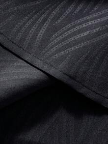 Manfinity Mode Áo sơ mi nam màu đen mùa thu sang trọng thanh lịch, cổ đứng, chất liệu satin cao cấp, áo sơ mi trang trọng kiểu công sở casual dài tay cho đám cưới, lễ nghi - màu đen - Xem 8