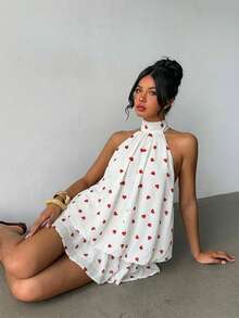 Aloruh 女士爱心印花露背系带迷你连衣裙，女士约会连衣裙，女士夜间外出连衣裙，女士夏季连衣裙，女士蜜月套装，女士婚礼宾客连衣裙，海岛度假套装，女士婚礼宾客连衣裙，女士吊带连衣裙，女士优雅派对连衣裙，女士生日连衣裙，女士情人节连衣裙 - 彩色 - 查看 6