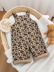 SHEIN 女婴可爱豹纹连体裤，适合秋冬街头风格 - 黃色 - 查看 2