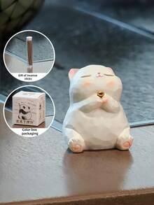 POKOJA LAND 1个迷你青蛙熊猫香炉，可爱宠物祝福设计，陶瓷树脂材质，桌面装饰，锥形香薰棒，适用于芳香疗法、冥想、祈福，是送给女性、男性、朋友、办公室、家庭、书房装饰、禅意放松、新奇热门商品 - 彩色 - 查看 3