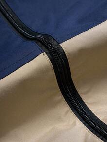 Manfinity Homme Loose Fit Men's Two-Tone Letter Graphic Drawstring Hooded Jacket - Navy Blue - View 5