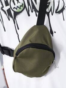 Fantacosmos 3pcs/Set Boys' Cute Bear Print T-Shirt, Cargo Shorts With Pocket, And Mini Crossbody Bag, Spring/Summer - Green - View 6