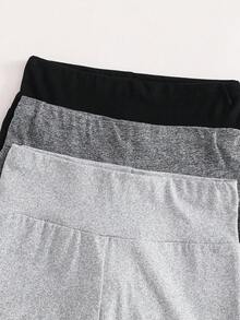 SHEIN paquete de 3 leggings de longitud media con patrón de corazón simple, informales, para niña preadolescente, adecuados para primavera y verano - Multicolor - Ver 7