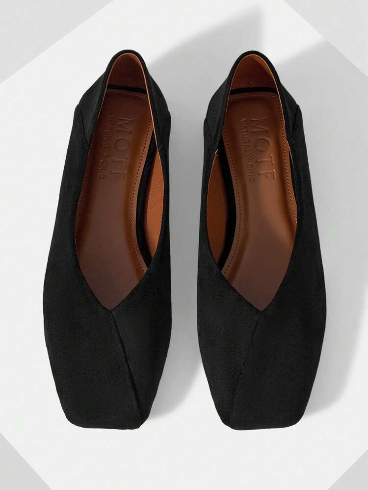 WOMEN PU LEATHER SQUARE TOE FLATS VALENTINE'S DAY