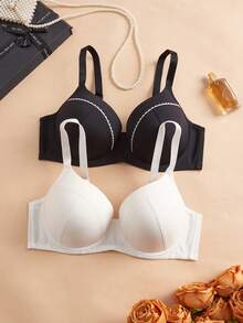 DesireSculpt 2 pezzi Reggiseno minimale con ferretto e coppa sottile, comodo e contenitivo per seno abbondante di taglia grande - Multicolore - Visualizzare 6
