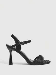 CUCCOO SZL Women's Fashion Commuter Leopard Jacquard High Heel Sandals - Black - View 2