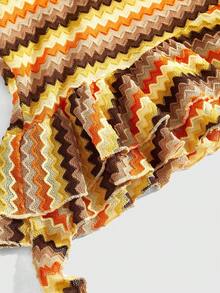ROMWE Đầm ngắn gợi cảm cổ yếm hở lưng, họa tiết sóng Xiêm hình học dệt kim jacquard, kiểu dáng cổ điển. - Nhiều màu - Xem 6