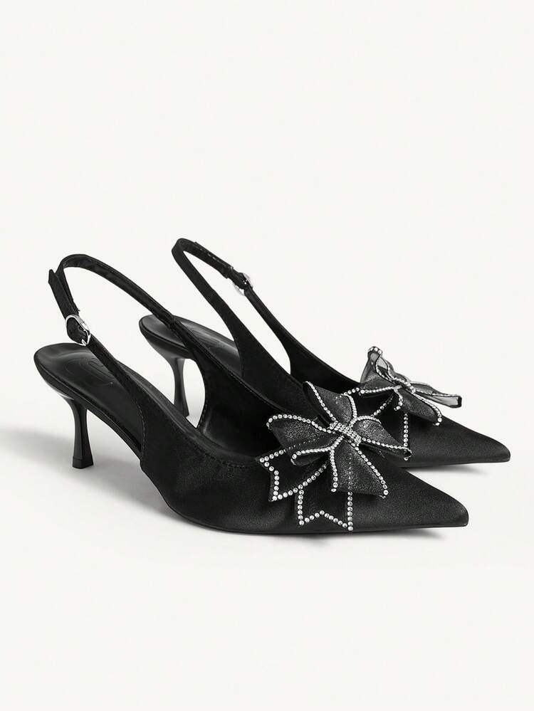CUCCOO CHICEST Women's Pointed Toe Floral Embellished Mid Heel Pumps, Elegant Sweet Romantic Shallow Pink Satin High Heels, Dress Shoes For Afternoon Tea, Date, Party, New Year, Spring Festival Wedding Shoes Spring Shoes Bride Shoes