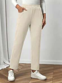 EMERY ROSE Women's Winter Thermal Lined Warm Straight-Leg Pants - White - View 4