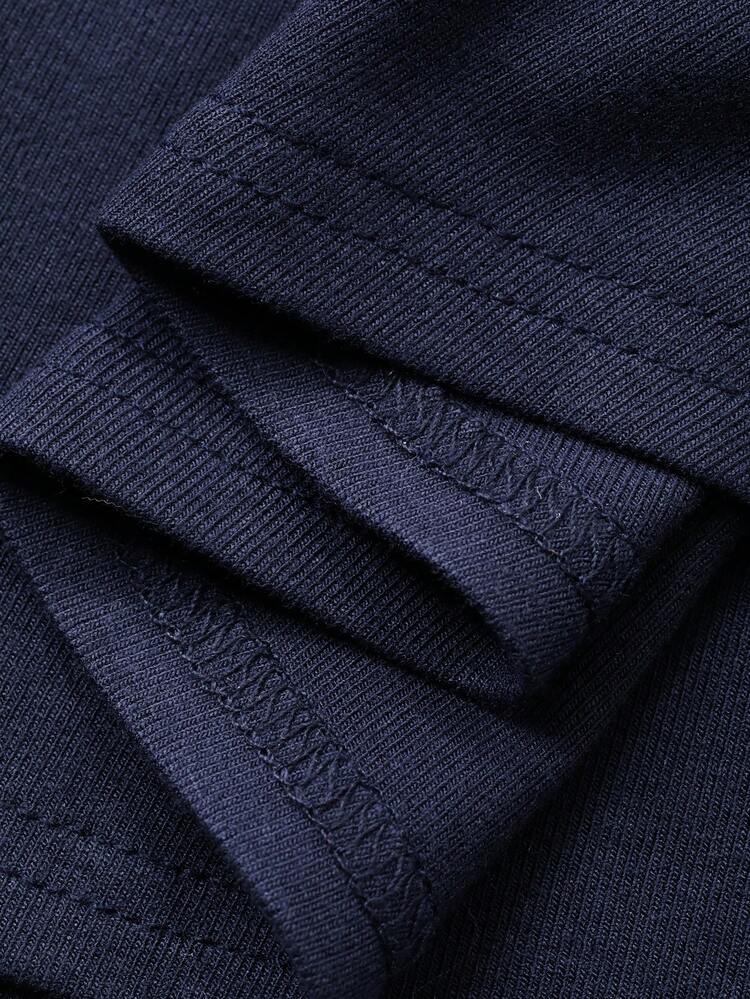 Tween Girls Round Neck Striped Contrast Color Mid-Length Short Sleeve Dress