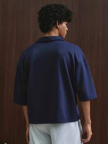 TOKVUE TOKUVE 男士休闲 Polo 衫，复古字体设计，星形图案，适合日常穿着，灵感源自 ，针织短袖 Polo 衫，适合音乐节、度假和日常穿搭，男士休闲衬衫，居家休闲，街头文化，个性化定制，送给丈夫或男友的礼物，学院风图案 Polo 衫，男士 Polo 衫，男士衬衫，宽松版型 - 藏蓝色 - 查看 4