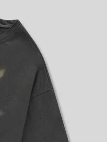 ROMWE MEN 男士街头时尚印花做旧短袖T恤 - 灰色 - 查看 3