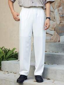 DAZY Men's White Straight Leg Pocket Pants, Suitable For Commuting, Spring/Autumn - White - View 1