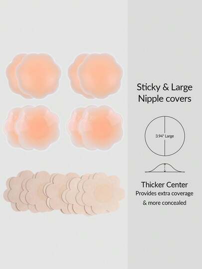 SHAPORA 2pcs Floral Adhesive Bra Pasties + 5pcs Replacement Pads For Women