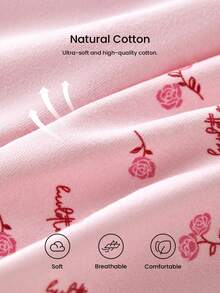 LUVLETTE Valentine's Day 3-Pack Soft Cotton Basic Floral Print Lace Trim Mid-Waist Underwear Cheeky - Multicolor - View 4