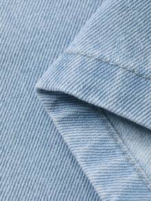 DAZY Tween Girls' Casual Everyday Commute Versatile Bow Embroidery Patchwork Pocket Loose Wide-Leg Jeans - Blue - View 8