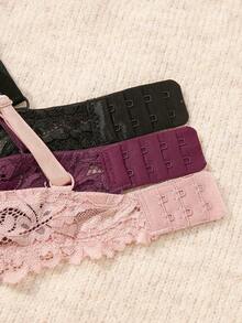 3pcs/Set Lace Women's Underwire Bra, Valentine's Day - Multicolor - View 8