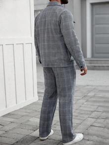 Manfinity CasualCool Men's Casual Commuter Plaid Jacket And Pants Set Mens Two Piece Set Mens 2 Piece Leisure Suits Mens Grey And White Set Men Plaid Suit Men 2 Piece Set Old Money,Daily Leisure, Weekend Trips, Outdoor Activities, Travel Expeditions, Relaxed Work Environments Or Semi-Formal Occasions, Boyfriend/Husband Gift, Anniversary /Birthday Gift Party Summer Vacation Holiday New Years Wedding Valentine's Day