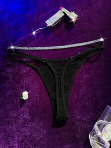 MidnightGlam Quần lót dây ren gợi cảm dành cho nữ, mỏng, màu đen, cỡ nhỏ. - màu đen - Xem 2