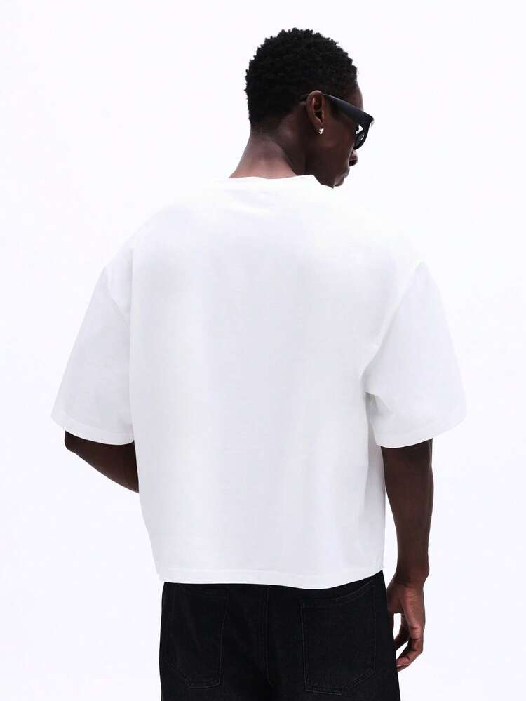 T-shirt oversize in jersey con stampa sul petto