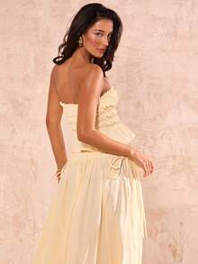 Glamine Tie-Up Solid Color Ruched Twist Front Crop Top For Women Butter Yellow Top Vacation Outfits Woman Top Linen Top Summer Top 100% Cotton Pale Yellow Yellow Tank Top Butter Yellow Top Vacation Top Outfit Summer Casual Daily Vacation Top Summer Date Romantic Long Skirt Fall Cloth For Women Vacation Outfits Woman Top - Yellow - View 2