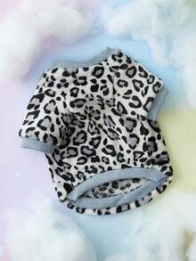 PETSIN 1件豹纹灰色宠物浅灰色秋冬加厚保暖法兰绒宠物服装 - 淺灰色 - 查看 4