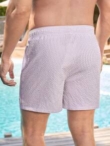 Surfspeed Men's Casual Striped Print Beach Shorts - Apricot - View 5