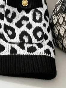 GlowEve Colete de Tricô Feminino com Gola Redonda e Estampa de Onça Chique - Multicolorido - Visão 5