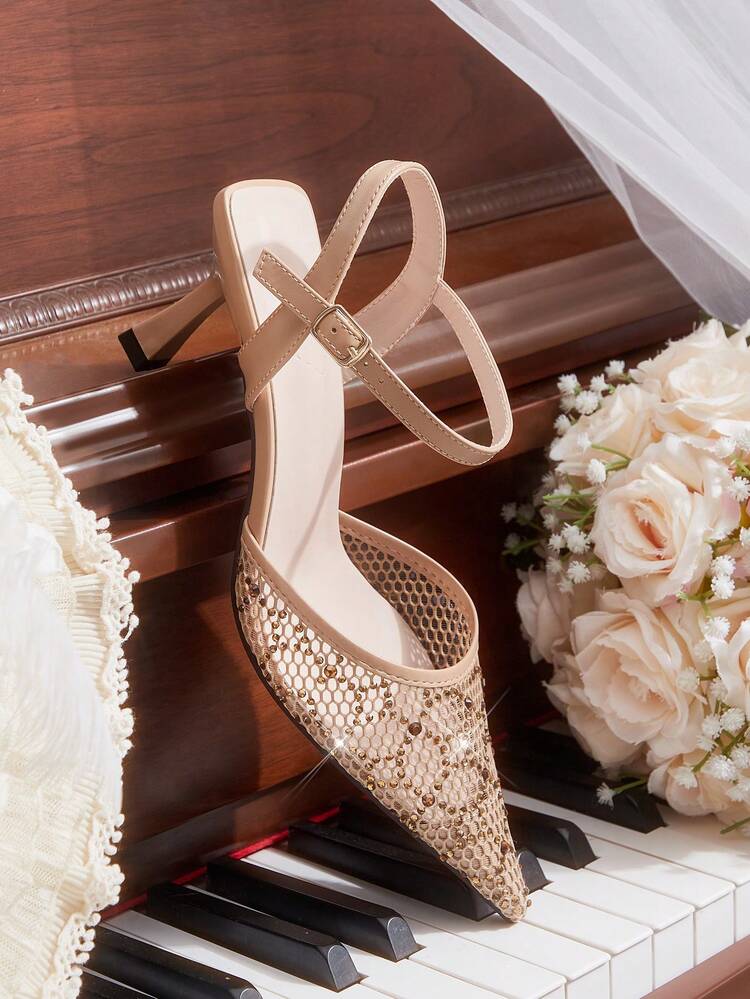 CUCCOO HITCHD Women's Pointed Toe Buckle Design Everyday Versatile Fashion High Heels Valentine's Day