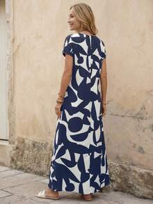 Faunlyn 女士全印花休闲连衣裙，适合度假穿着