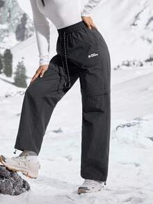 In My Nature 女式休闲字母印花抽绳徒步裤，秋冬