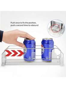 2 Pieces Beverage Push Rod, Refrigerator Bottle And Can Organizer Box, Self-Propelled Soda Can Dispenser With Upgraded Double-Layer Tray And Positioning Clips, Kitchen Supplies, Wardrobe Storage And Organization, Desktop Storage - Multicolor - View 2