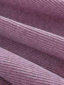 Teen Girls' Elegant Purple Long Sleeve Dress,Sweet Bowknot Decor Textured Knit Autumn Birthday Dress,Modest Lilac Design Suitable For Daily Gatherings - Purple - View 6