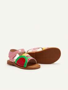 Cozy Pixies 一对春夏色彩缤纷、撞色水果图案的可爱时尚百搭度假田园公主风女童平底凉鞋 - 彩色 - 查看 9