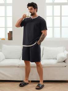 DAZY Men's Summer 2 In 1 Design T-Shirt And Loungewear Set - Multicolor - View 3