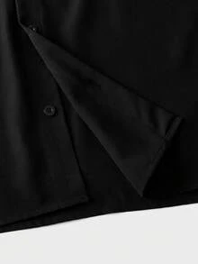 EASEVO Áo sơ mi nam cỡ lớn, màu trơn, phối ren, cài cúc phía trước, tay dài, thiết kế màu đen, áo sơ mi nam cao cấp. - màu đen - Xem 9