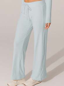 Aralina Soft Knit Texture High-Waisted Lounge Pants - Baby Blue - View 6