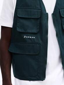 SUMWON Áo gile không tay nhiều túi, khóa kéo phía trước, thích hợp cho các hoạt động ngoài trời. - màu xanh lá - Xem 6