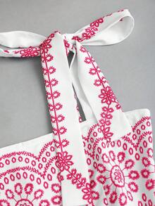 Sweetra Đầm vintage hoa nhí thắt eo dành cho nữ, chất liệu nhẹ sang trọng, không tay, màu đỏ, dáng ôm, gợi cảm, thích hợp cho kỳ nghỉ hè và tiệc tùng. - Hồng - Xem 5