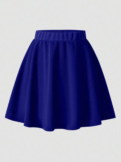 Girls' Casual All-Match Versatile Commuting Ladylike Urban Knit A-Line Ruffle Hem Mini Skirt