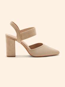 CUCCOO BASICS 女士简约尖头厚底黑色优雅高跟鞋，适合夏季度假、返校、大学生派对、春季、春假、复活节和圣诞节穿着。 - 深杏色 - 查看 2