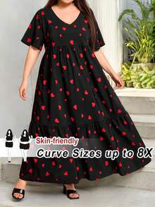 SHEIN CURVE+ CURVE PLUS /Ngày Valentine/Đầm maxi cỡ lớn dành cho kỳ nghỉ biển, nghỉ dưỡng, phong cách Boho, mùa hè/đồng quê/trang phục đi biển/trang phục đi biển/đồ đi biển - Nhiều màu - Xem 1