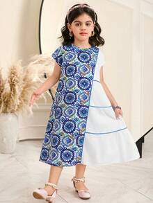 SHEIN Young Girl Embroidered Woven White Floral A-Line Dress,Summer Family Matching Sibling Outfits,Cute Elegant Vintage Party Wear For Holiday Festivals - Multicolor - View 5