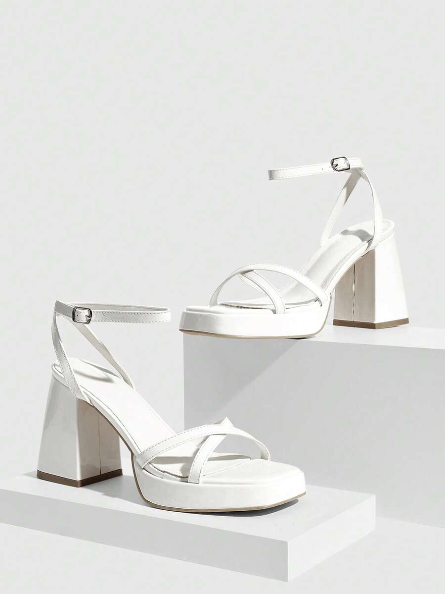 CUCCOO SZL Giày sandal cao gót quai mảnh thời trang cho nữ, giày cao gót dự lễ tốt nghiệp, giày cao gót dự tiệc cho kỳ nghỉ hè, giày công sở thanh lịch, giày mùa xuân, giày lễ Phục sinh và Giáng sinh. - Màu trắng da sơn - Xem 1